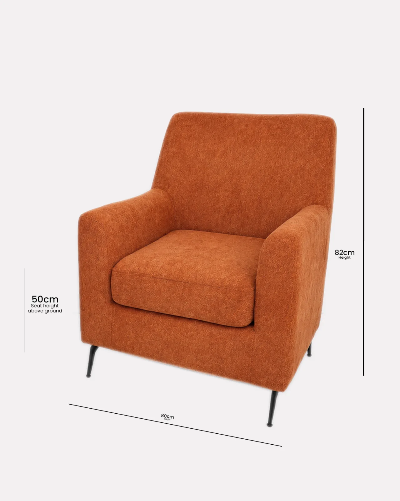 Denim chair, Burnt Orange · W 80cm|H 80cm| Seat Height Above Ground 80cm